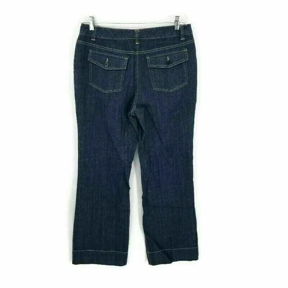 Talbots Womens Straight Jeans Blue Stretch Dark Wash Pocket High Rise Denim 12 - Picture 3 of 8